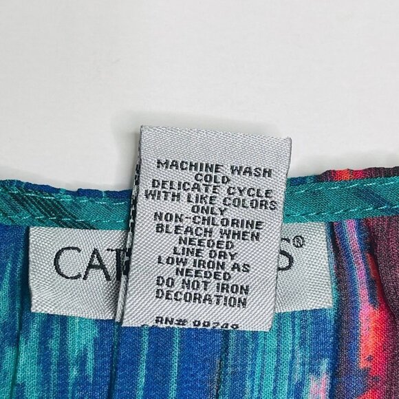 Catherines Women's sheer v neck top Size 3XWP watercolor sequins embroidered art - Picture 5 of 9